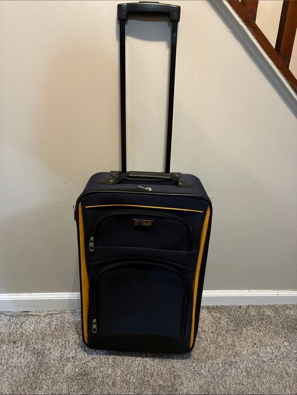Vintage Chaps Navy and Yellow Upright Travel Carry-On Bag